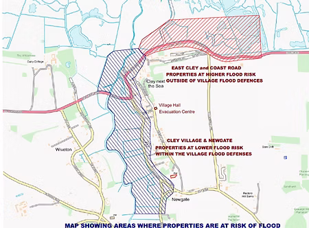 Map of Flood Areas in & around Cley